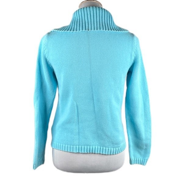 Lauren Ralph Lauren Pullover 1/4 Button Up Sweater Blue Medium - Picture 3 of 8